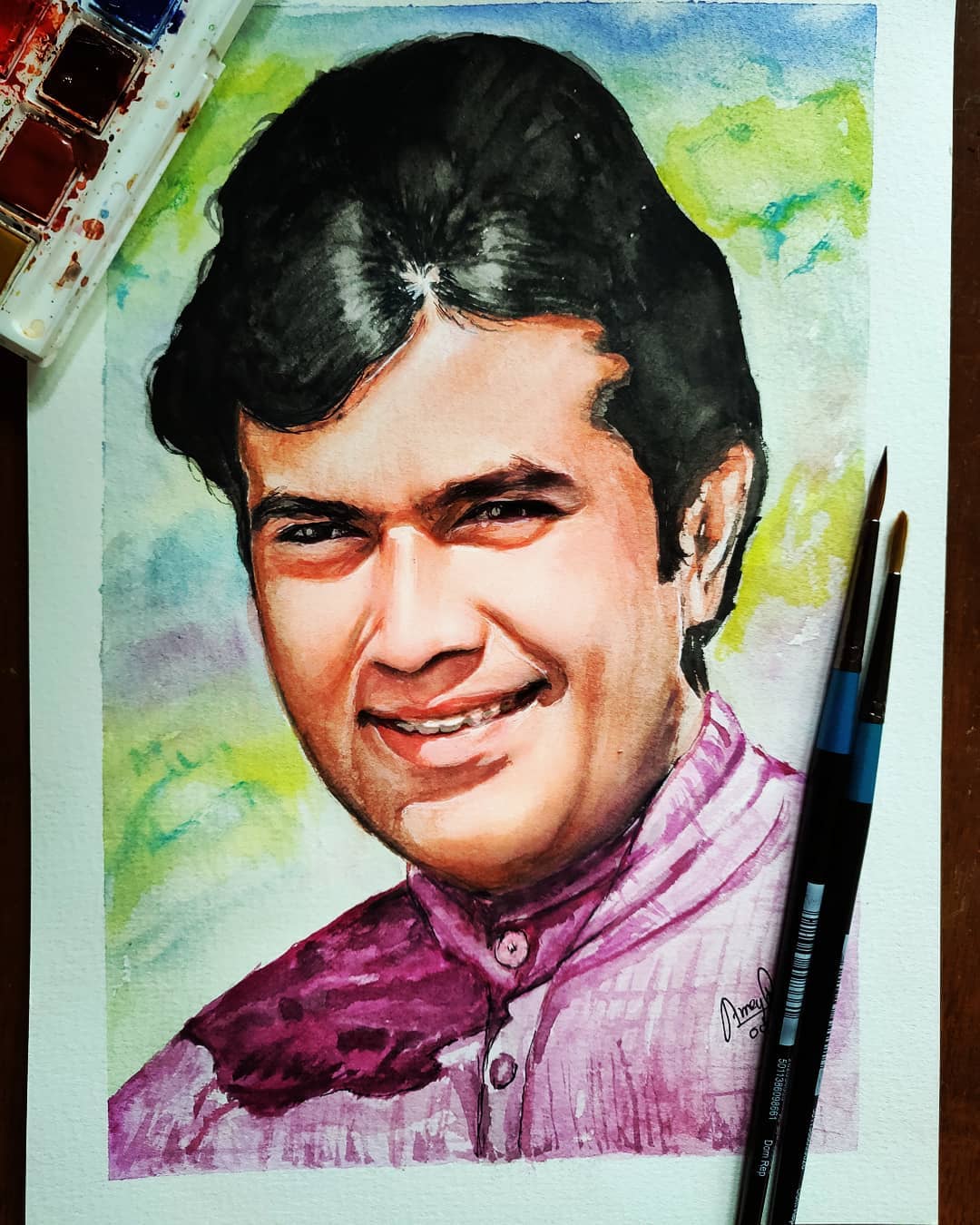 Watercolor Portrait - Rajesh KHanna